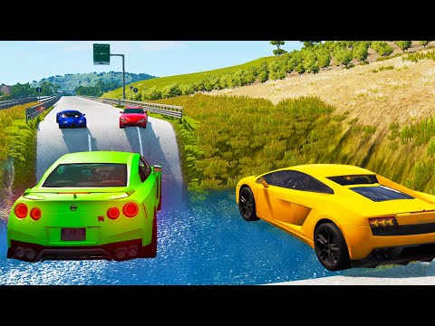 Cars vs Giant Pit Deep Water | BeamNG.Drive