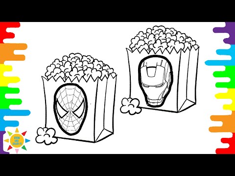 Popcorn with Superheroes Coloring | Spiderman Coloring | Iron Man Coloring | Mendum - Beyond