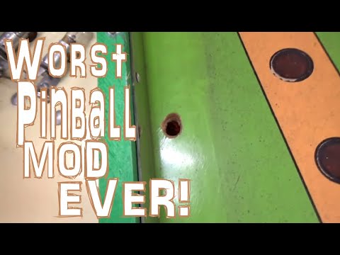 Operator Drilled a Hole Right Through The Playfield Of This 1970 Williams Pitch & Bat Arcade Machine