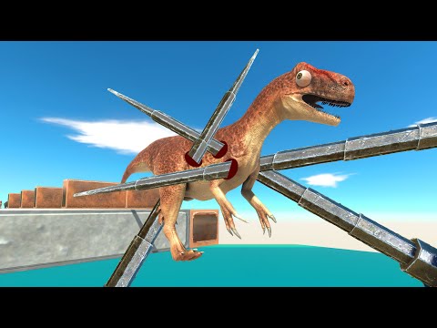 Jump Through 4 Deadly Spike Rings - Dinosaurs and Animals Hunted by Titanoboa & Crocodiles | ARBS