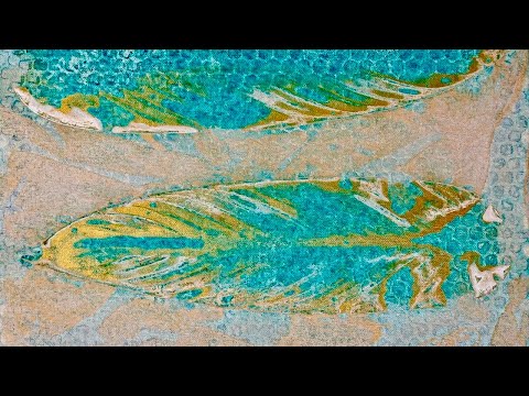 EXCITING NEWS! and a Botanical Imprint with Turquoise And Gold!  Acrylic Painting Tutorial