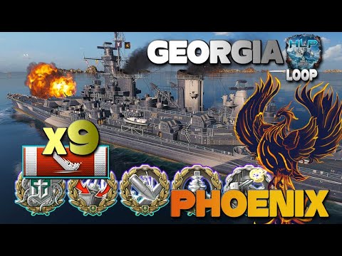 Battleship Georgia, 9 ships destroyed - World of Warships