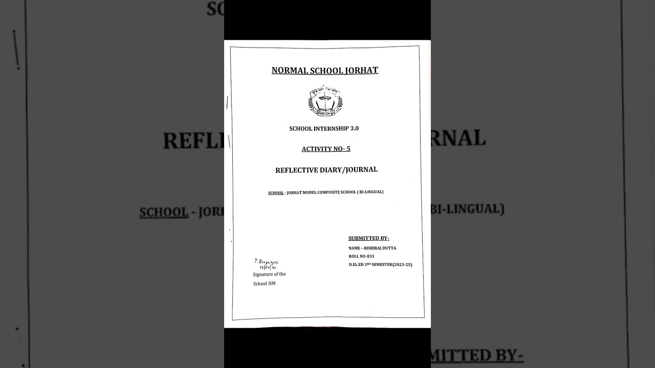 SIP Report D.el.ed 3rd Semester Activity 5 : Reflective Diary /Journal