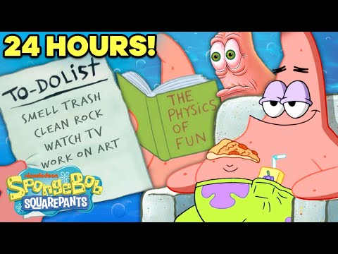 パトリックの家に24時間滞在！？?| スポンジ・ボブ (24 Hours inside Patrick's House! ? | SpongeBob)