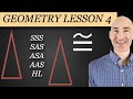 Triangle Congruence - SSS, SAS, ASA, AAS, HL (Complete Geometry Course Lesson 4)