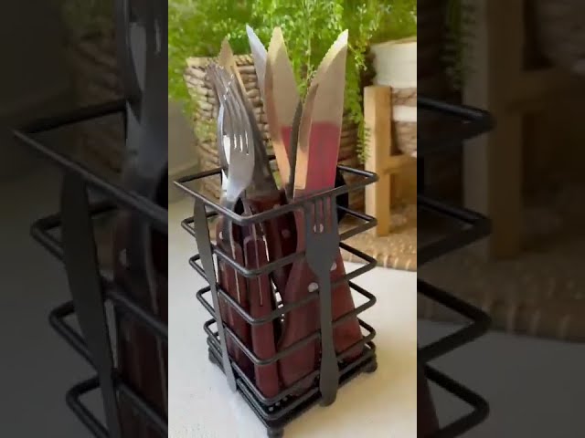 Vídeo relacionado con Soporte para utensilios de cocina, 2 Piezas Portautensilios, Utensilios Negros de Acero Inoxidable, Escurridor de Cubiertos Acero Inoxidable, recipiente para utensilios