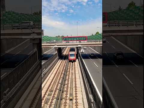 Metro de Santiago Línea 4A (AS02) próximo a ingresar a Estación La Granja