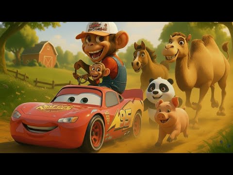 Macaco Fazendeiro uma ponte para as vacas e cuida dos pandas 🐒🚜🍓🐰 | Desenho Infantil