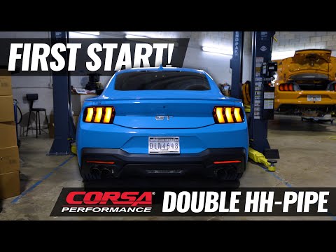 2024 Mustang First Start with Corsa Double HH Pipe!