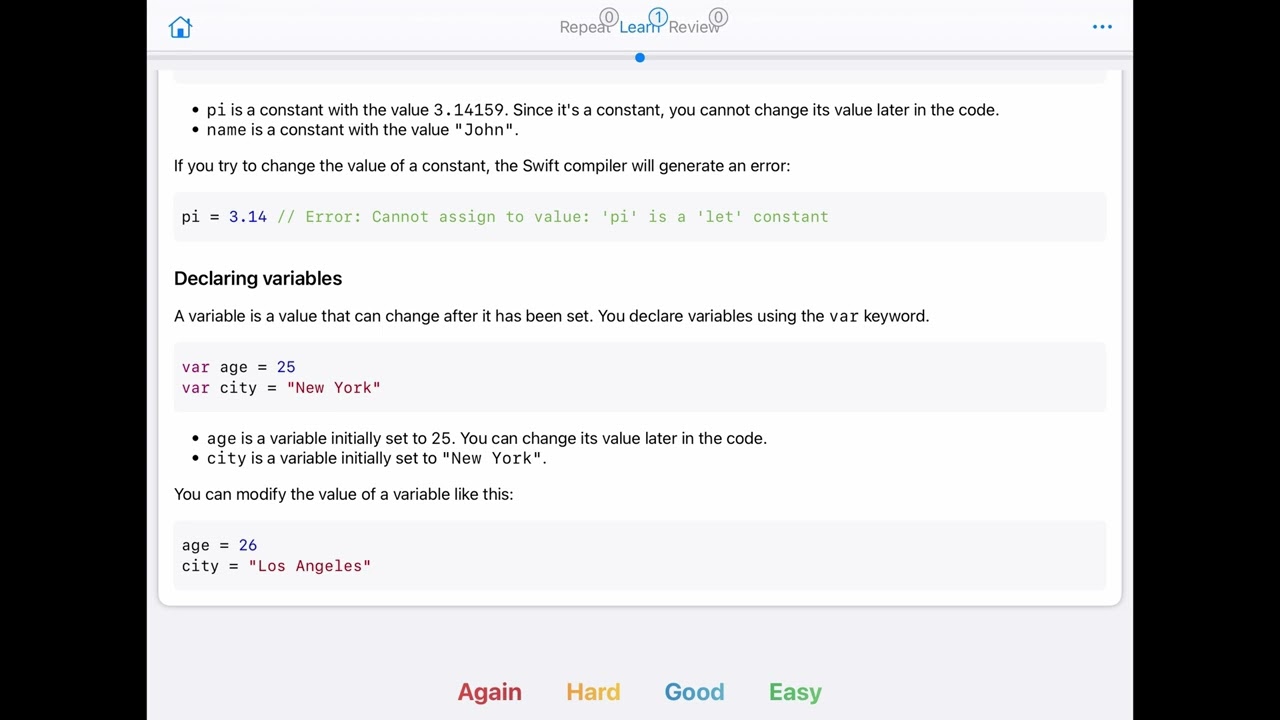 Swift Basics part 1 - Programming Flashcards