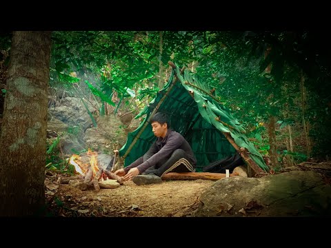 [FULL VIDEO] 30 DAYS solo Bushcraft & Camping - Building a Survival Shelter