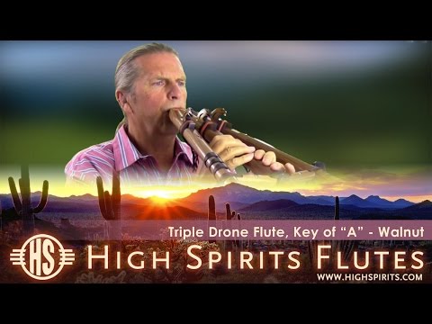 Triple Drone Flute, Key of "A" - Walnut