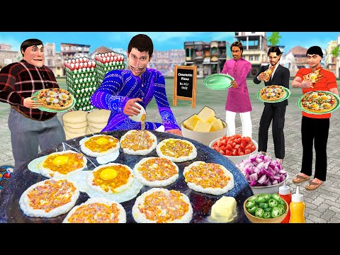 Famous Omelette Pizza Street Food Egg Pizza Hindi Kahaniya Hindi Moral Stories New Funny Comedy