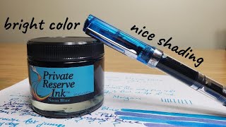 Private Reserve Neon Blue Review and an Unexpected "Blue-per" with this Fountain Pen Ink!