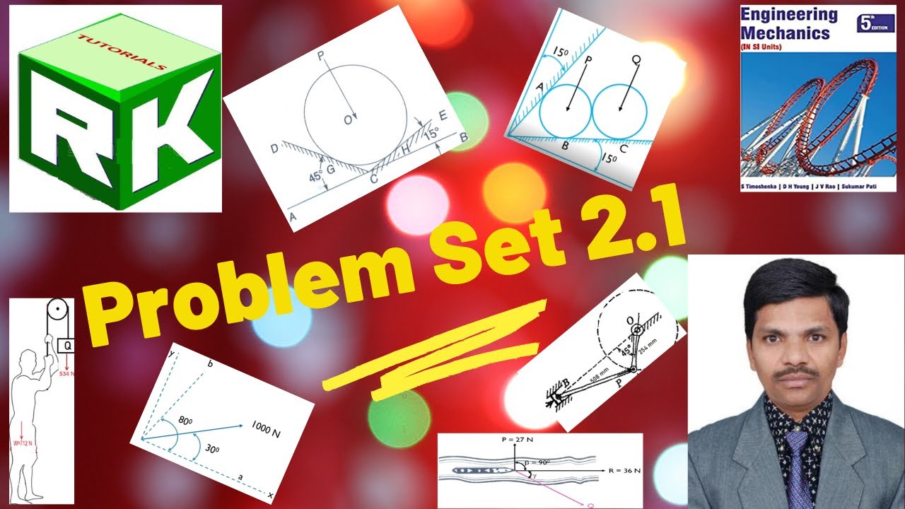 Problem Set 2.1, Solutions,  Engineering Mechanics, Timoshenko, Young, J V Rao, Prob. 2.1 to 2.18