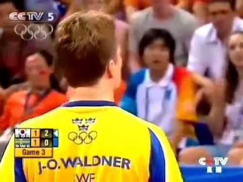 2004 Athens Olympic - Men's Singles Round of 16  WALDNER Jan-Ove (SWE) vs Ryu Seung Min (KOR)