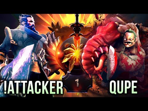 !Attacker vs Qupe - Kunkka Spammer vs Pudge Spammer - FIGHT FOR TOP 1 IMMORTAL RANK - Dota 2