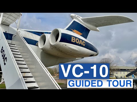 Guided tour of a Vickers Super VC10 at Duxford airfield.