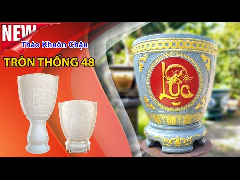 Khuôn Chậu Xi Măng Tròn Thống 48 Họa Tiết Phúc Lộc Thọ Hóa Rồng | Khuôn Chậu Cảnh Mới Nhất