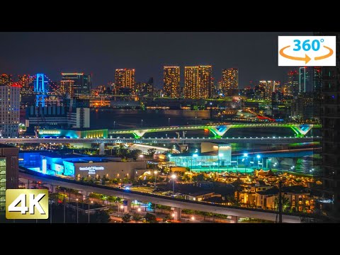 【Tokyo Night 360】"Toyosu Gururi Park" Tokyo Japan Night Walking Tour.