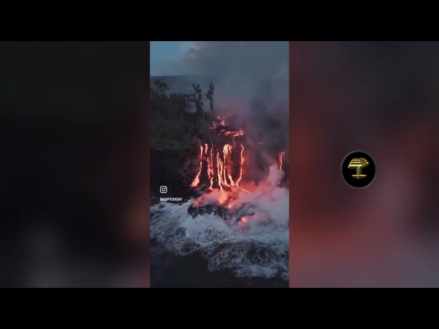 Épica erupción lanza ríos de lava al océano Índico por primera vez en 19 años
