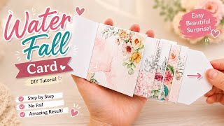 NO FAIL!! DIY Waterfall Greeting Card Tutorial | Step by Step Handmade Card Tutorial