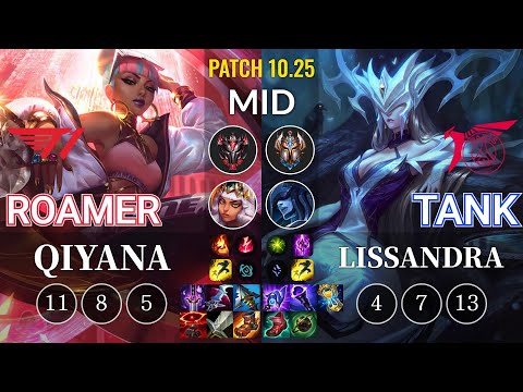 T1 Roamer Qiyana vs TLN Tank Lissandra Mid - KR Patch 10.25