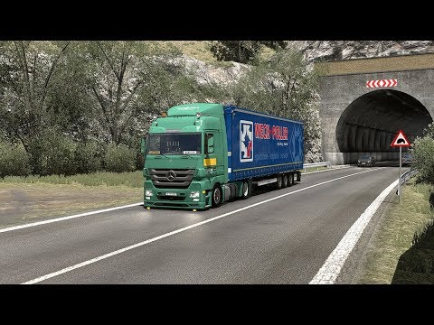 [ETS2] Euro Truck Simulator 2 1.32 - Mercedes Actros MP3 - Trailer Krone MegaLiner  - Promods Map