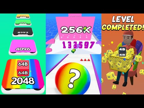 2048 | Rolling Ball Run Numbers Game vs Jelly Race Number Runner 3D vs Merge Master Number Run 2048