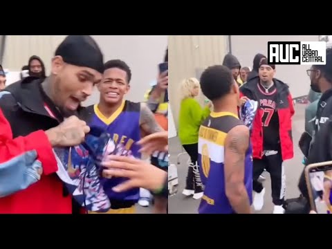 Chris Brown Steals YK Osiris Shoes After Breaking His Ankles At Celebrity Basketball Game
