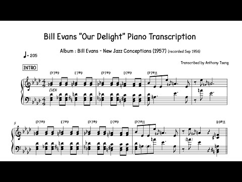 Bill Evans "Our Delight" Piano Transcription