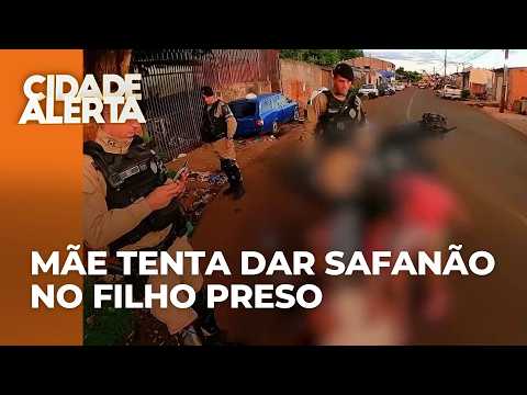 Mother attempts to assault her son during a police stop; he is suspected of drug trafficking.