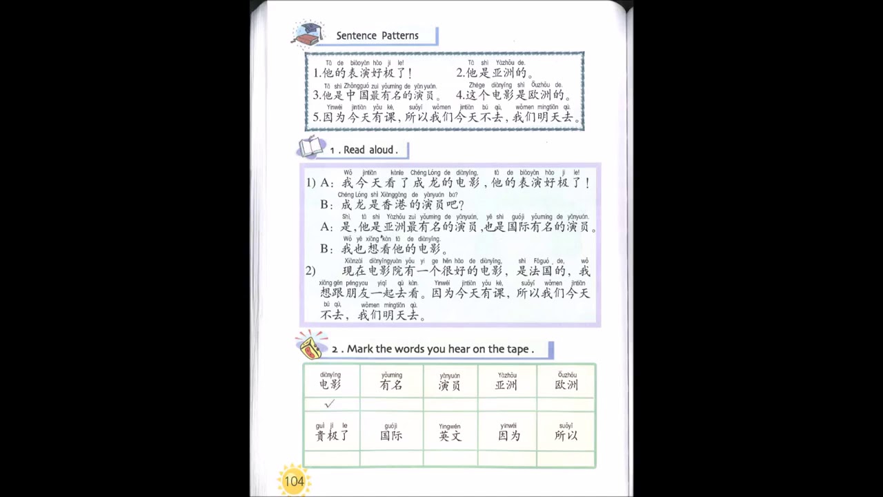 Lesson 20 Kuaile Hanyu Book 2 快乐汉语第二册第二十课