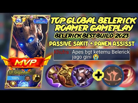 SUSAH MATI! BELERICK ROAMER MVP GAMEPLAY! REKOMENDASI BELERICK BEST BUILD + EMBLEM 2023 | MLBB✓