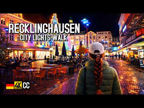 Recklinghausen Leuchtet 2025 – Magical Night Lights Walk | 4K City Lights