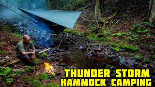 Hammock Camping In A Thunderstorm ( Heavy Rain )