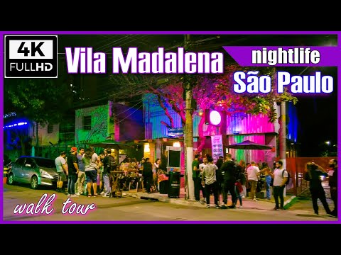 [4K] Vila Madalena à noite - Passeio a pé por São Paulo em 4k - São Paulo vida noturna - vida noturna Caminhada em 4k