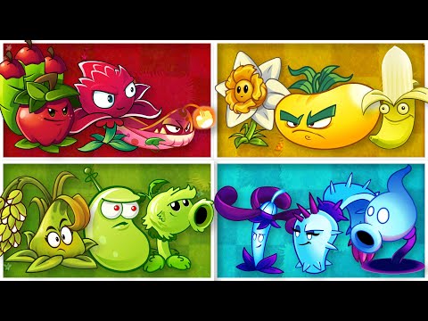 PvZ 2 - 4 Color Round Battle - Red / Green / Yellow / Blue Who Will Win?