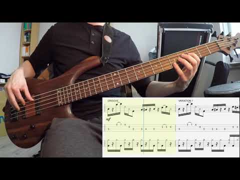 GrooveCell - Bass & Drum Grooves - funk_013 (Video + Score) - 100 bpm - 4/4