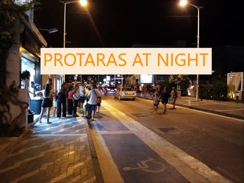 PROTARAS AT NIGHT:WALKING IN THE CENTER OF PROTARAS CYPRUS