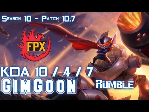 FPX GimGoon RUMBLE vs ZIGGS Mid - Patch 10.7 KR Ranked