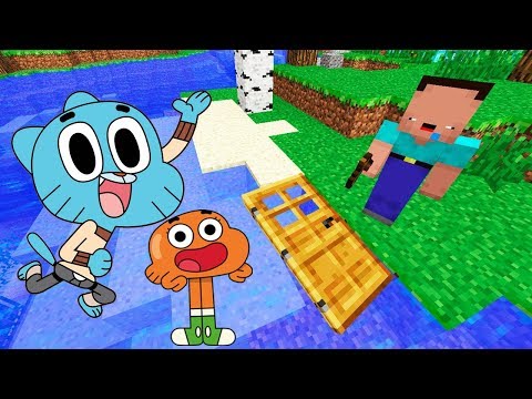 NOOB'lar VS YERDE GUMBALL & DARWİN EV 👻🏠 - Minecraft