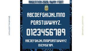 Argentina 2026 World Cup Away Original Font TTF – Adidas Style Jersey Number & Name Font
