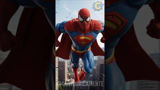 Homem Aranha se torna o Superman! 😱 #spiderman #superman #shorts #ia #deadpool #venom