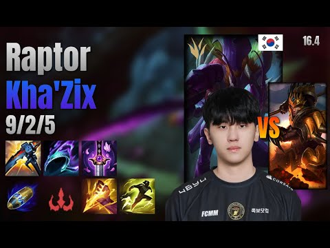 Raptor Jungle Kha'Zix vs Jarvan IV lol KR solo rank Full Game 16.4 | 랩터 카직스 vs 자르반 4세