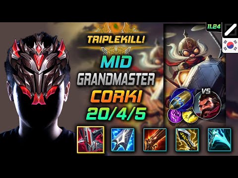 GrandMaster Corki Mid vs Graves - 천상계 미드 코르키 철갑궁 선제공격 - LOL KR 11.24