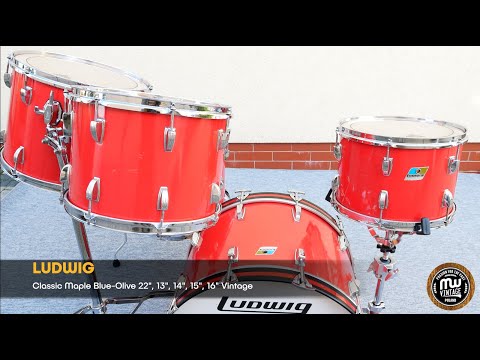 MW-Vintage.pl - Ludwig Classic Maple Blue-Olive 22", 13", 14", 15", 16'' Red Cortex Quick Review 4K