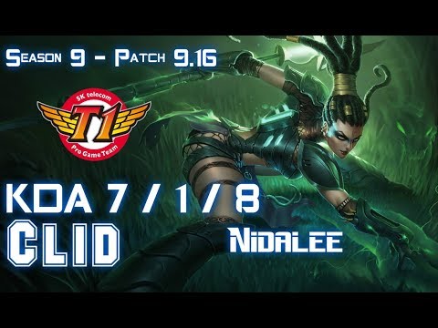 SKT T1 Clid NIDALEE vs KINDRED Jungle - Patch 9.16 KR Ranked