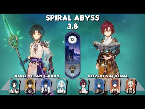 Spiral Abyss 3.8 | C0 Xiao Yelan Carry & C2 Heizou National | Floor 12-9stars | Genshin Impact