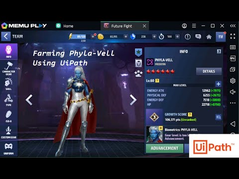 Farming Phyla-Vell using UiPath and Memu Play Marvel Future Fight